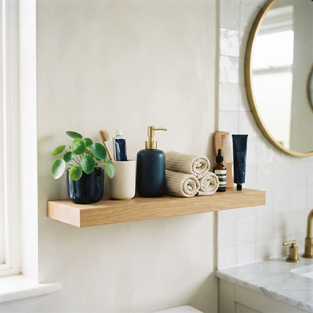 Repisa de baño con productos
