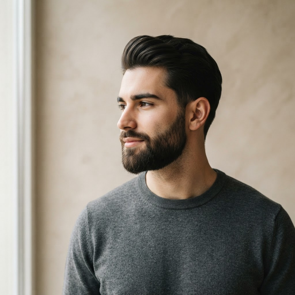 Retrato de hombre con barba cuidada